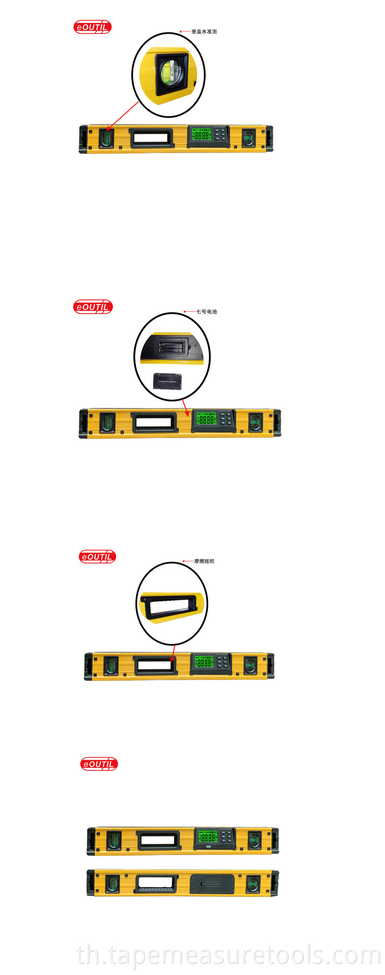 DL405 เครื่องวัดระดับแม่เหล็กพุพองอลูมิเนียมอัลลอยด์มุมวัดมุมไม้บรรทัดตกแต่งเครื่องมือวัด